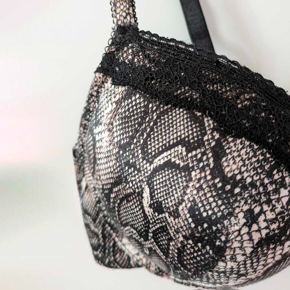 "5/$35" Glossy Satin Push-Up Bra with Snakeskin Print - Picture 4 of 9